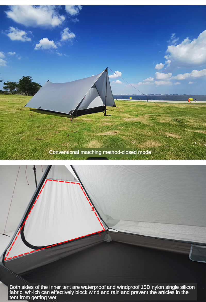 Cheap Goat Tents 3F UL GEAR Shanjing 20D 2 Person 3 Season Ultralight  Outdoor Camping Tent  Professional  Silnylon Rodless Multifunction Tent Tents 